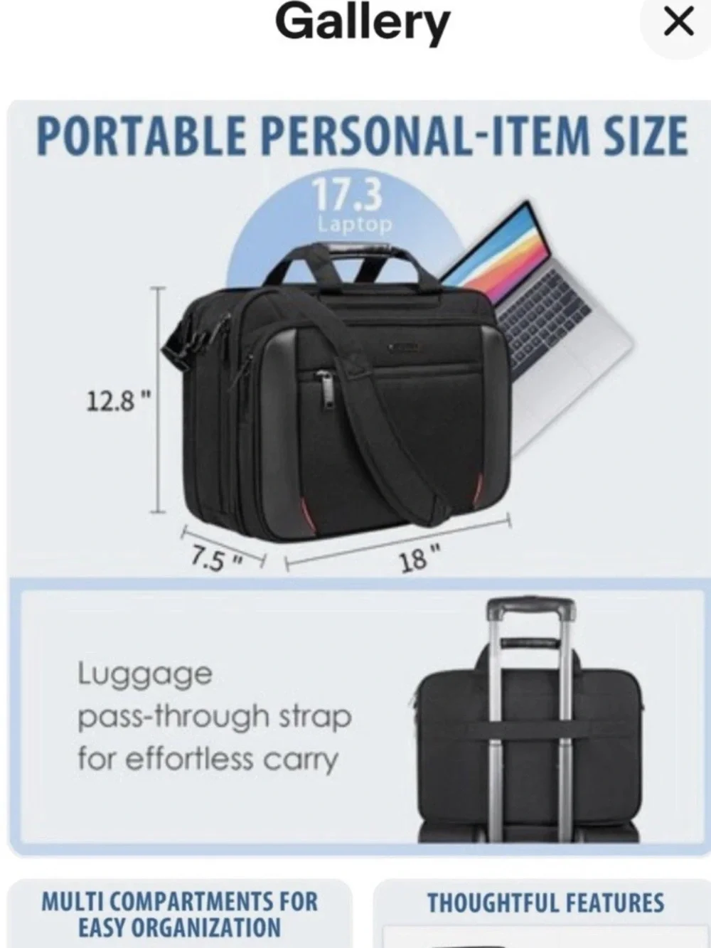 Black Rolling Laptop Bag, Briefcase Empsign brand, Excellent condition.